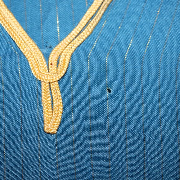 💙 VINTAGE BLUE & GOLD FLORAL DRESS 💙 - Picture 4 of 7